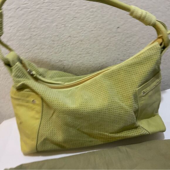 almas lime green suede bag hobo perforated - Picture 6 of 13